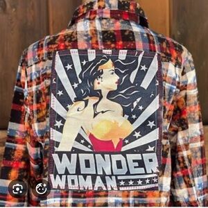 Angry Minnow Wonder Woman Plaid Flannel Shirt